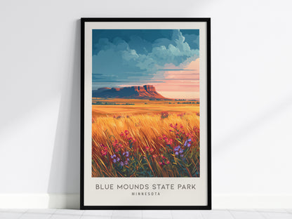 Blue Mounds State Park Matte Border Poster | Minnesota Destination Print & Vacation Wall Art — framed wall art, 24x36 in