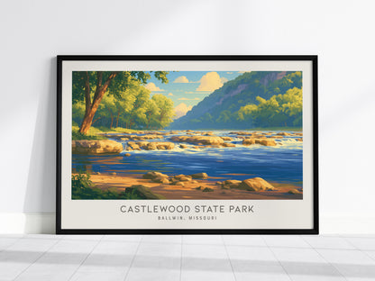 Castlewood State Park Landscape Matte Border Poster | Ballwin, Missouri Framed or Unframed Travel Gift — framed wall art, 24x