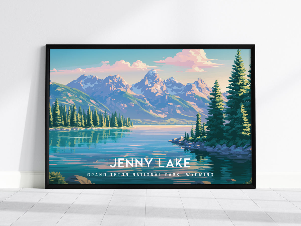 Jenny Lake Landscape Poster | Grand Teton National Park, Wyoming Framed or Unframed Travel Gift Wall Art — framed wall art, 2