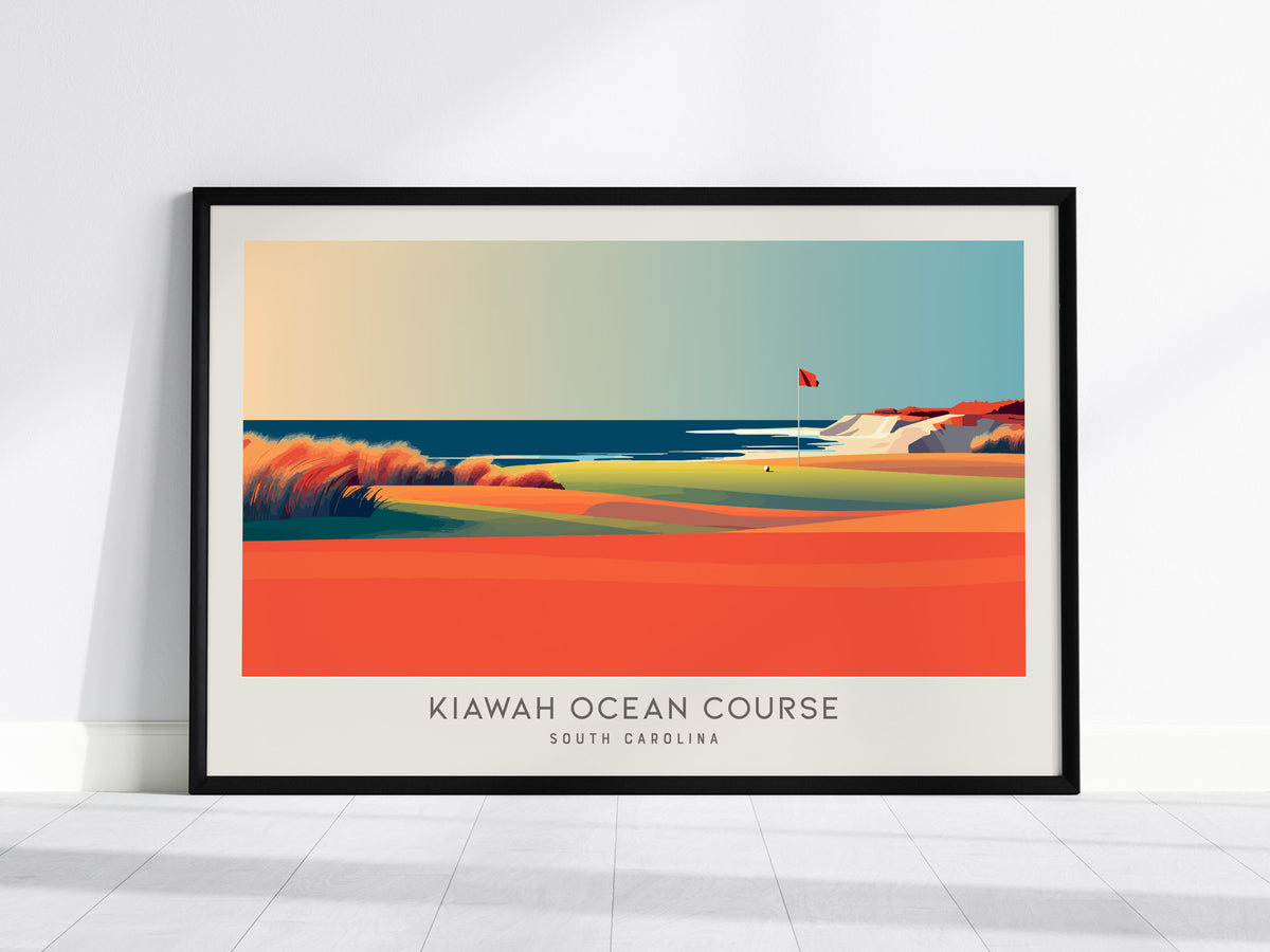 Kiawah Ocean Course Landscape Matte Border Poster | South Carolina Golf Course Print & Country Club Decor — framed wall art