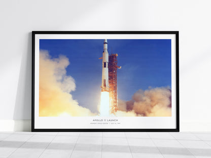 Apollo 11 Launch Landscape Poster | NASA Kennedy Space Center Space Photography Wall Art — framed wall art, 24x36 in