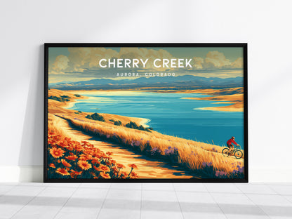 Cherry Creek Landscape Poster | Aurora, Colorado Vacation Wall Art — framed wall art, 24x36 in