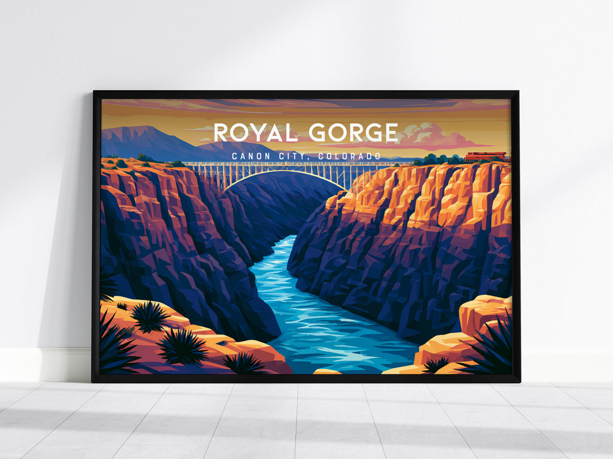 Royal Gorge Landscape, Canon City, Colorado Poster | Scenic Gorge Adventure Framed or Unframed Wall Art — framed wall art, 24