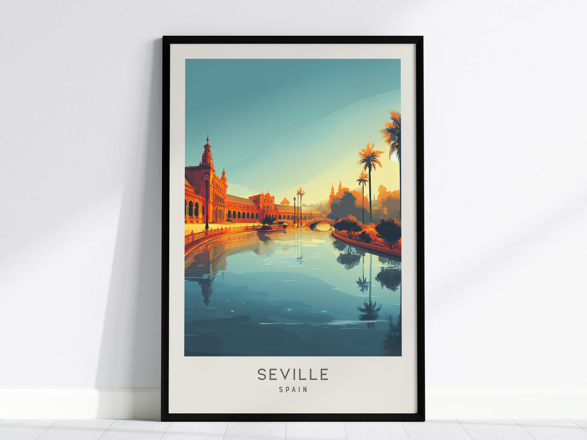 Seville Matte Border Poster | Spain Destination Print Travel Wall Art — framed wall art, 24x36 in