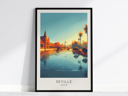 Seville Matte Border Poster | Spain Destination Print Travel Wall Art — framed wall art, 24x36 in