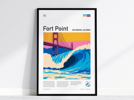 Fort Point, San Francisco, California Poster | Golden Gate Surf Break Coastal Poster Wall Art — framed wall art, 24x36 in