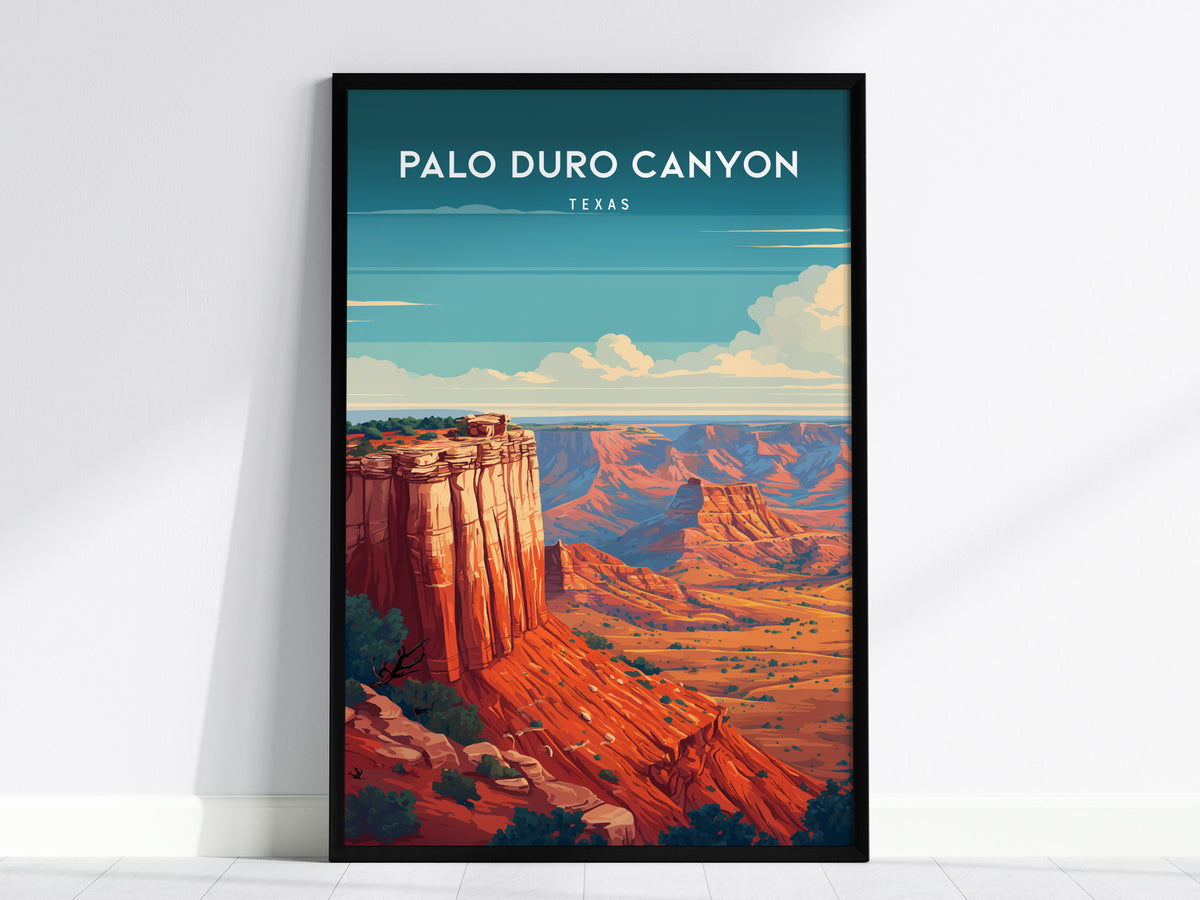 Palo Duro Canyon, Texas Poster | Red Rock Desert Destination Print Wall Art — framed wall art, 24x36 in