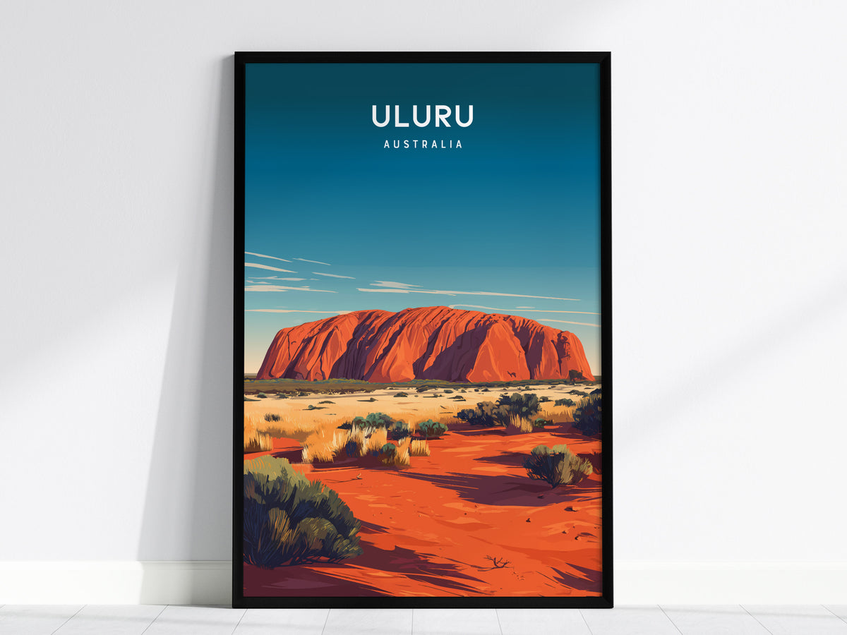 Uluru, Australia Poster | Sacred Red Rock Desert Destination Print Wall Art — framed wall art, 24x36 in