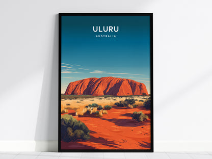 Uluru, Australia Poster | Sacred Red Rock Desert Destination Print Wall Art — framed wall art, 24x36 in