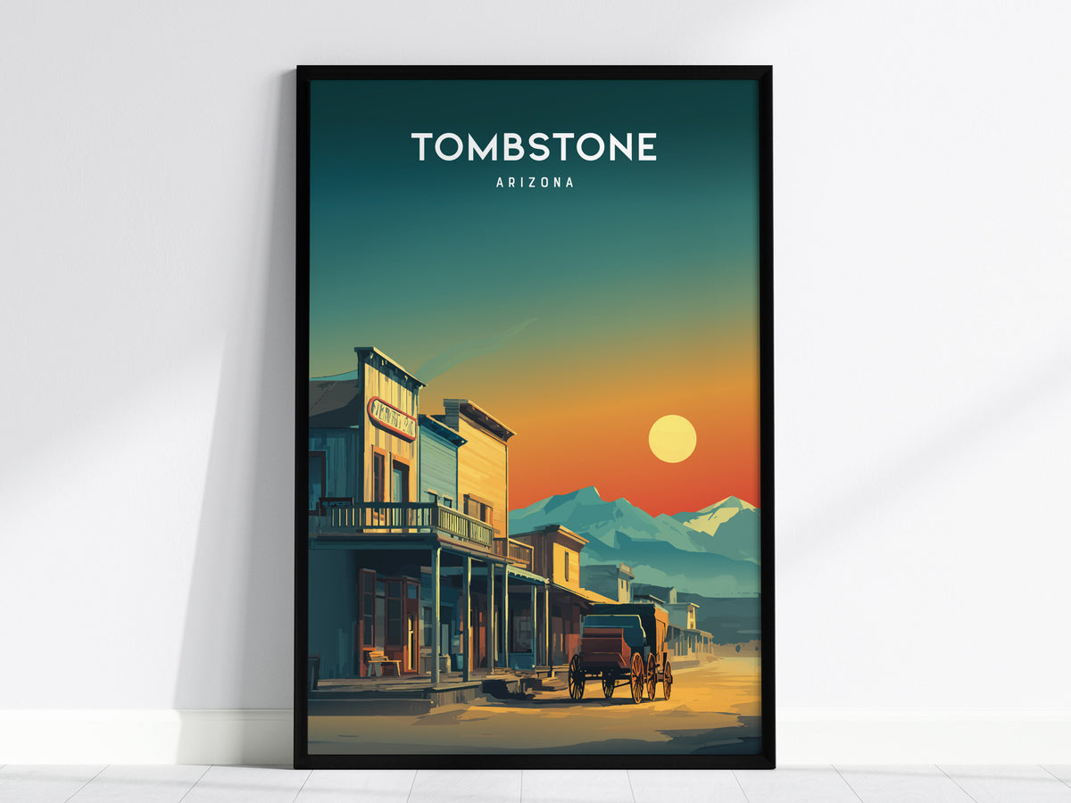 Tombstone, Arizona Poster | Wild West Desert Destination Print Wall Art — framed wall art, 24x36 in