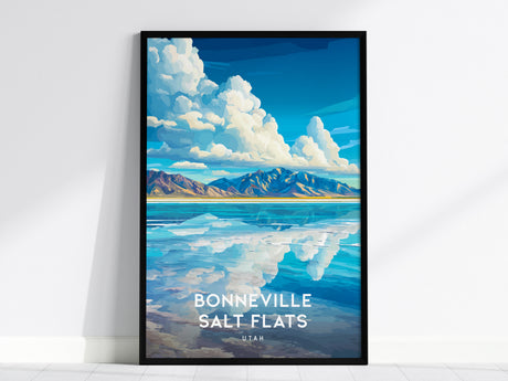Bonneville Salt Flats, Utah Poster | Vast Desert Horizon Vacation Wall Art — framed wall art, 24x36 in