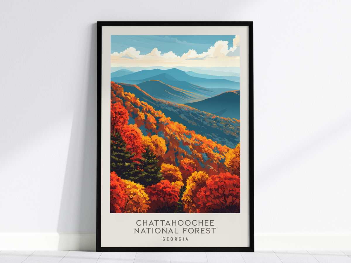 Chattahoochee National Forest Matte Border Poster | Georgia Travel Wall Art — framed wall art, 24x36 in
