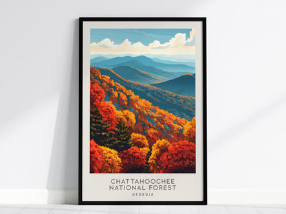 Chattahoochee National Forest Matte Border Poster | Georgia Travel Wall Art — framed wall art, 24x36 in