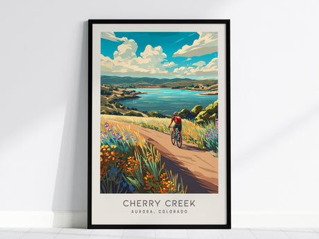 Cherry Creek Matte Border Poster | Aurora, Colorado Destination Print Travel Wall Art — framed wall art, 24x36 in