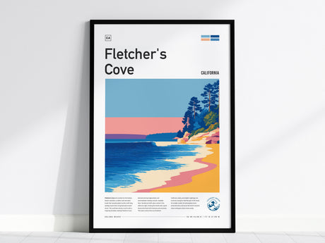 Fletcher's Cove Poster | Surf Break & Coastal Cliffs Wall Art — framed wall art, 24x36 in