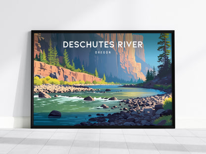 Deschutes River, Oregon Landscape Poster | Destination Print Travel Gift Wall Art — framed wall art, 24x36 in