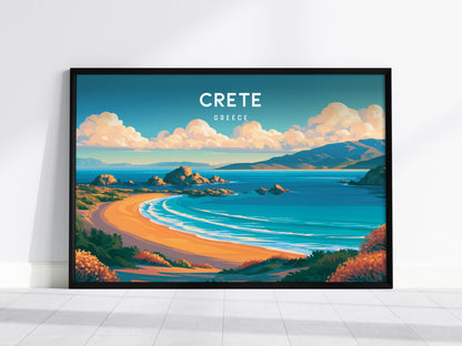Crete Landscape Poster | Greece Beach House Decor Framed or Unframed Wall Art — framed wall art, 24x36 in