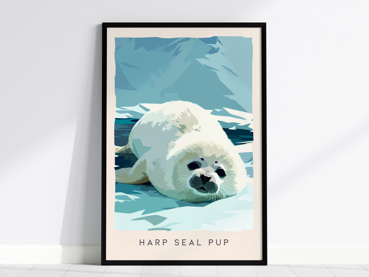 Harp Seal Pup, Pagophilus groenlandicus Poster | Arctic Wildlife Wall Art — framed wall art, 24x36 in