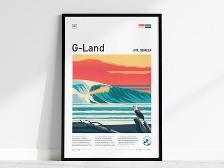 G-Land, Java, Indonesia Poster | Tropical Surf Wave Print Wall Art — framed wall art, 24x36 in