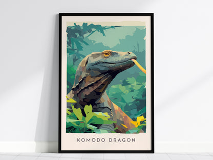 Komodo Dragon Poster | Ancient Reptile Wildlife Wall Art — framed wall art, 24x36 in