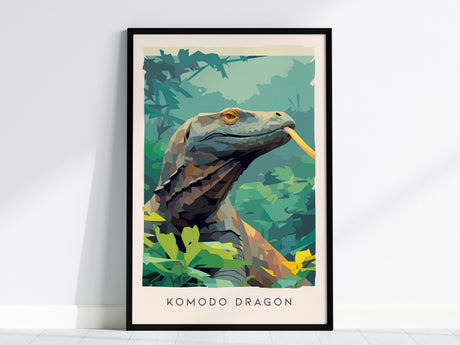 Komodo Dragon Poster | Ancient Reptile Wildlife Wall Art — framed wall art, 24x36 in