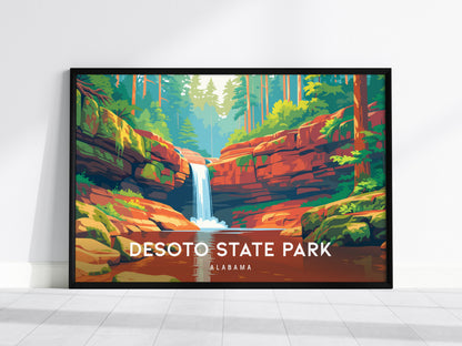 DeSoto State Park Landscape Poster | Alabama Vacation Wall Art — framed wall art, 24x36 in