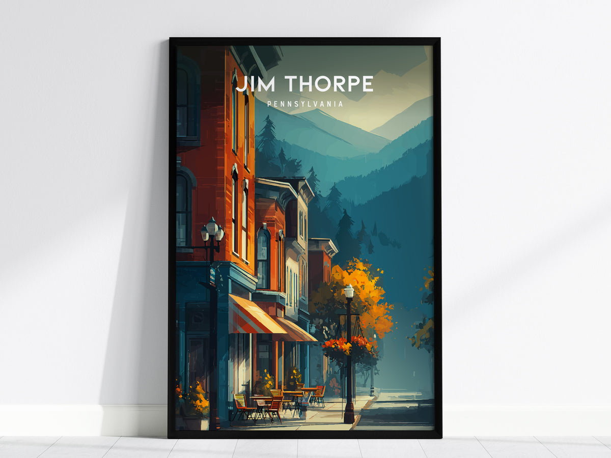 Jim Thorpe, Pennsylvania Poster | Historic Mountain Town Charm Wall Art — framed wall art, 24x36 in