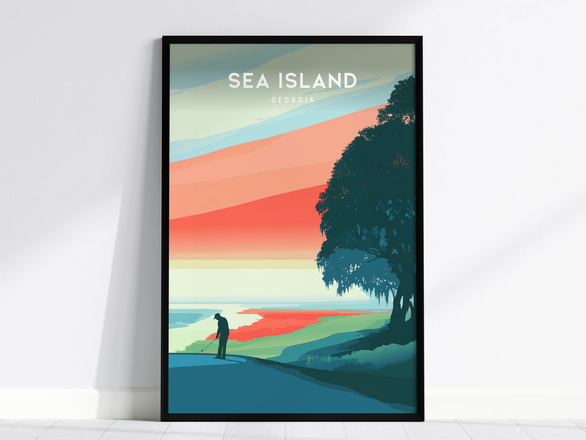 Sea Island, Georgia Poster | Golden Marshes & Fairways Golf Wall Art — framed wall art, 24x36 in