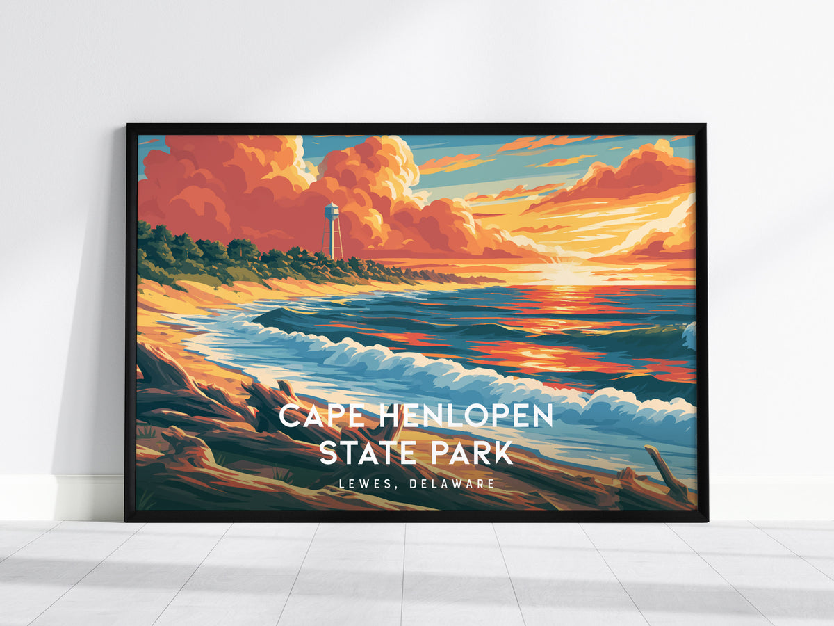 Cape Henlopen State Park Landscape Poster | Lewes, Delaware Destination Print Framed or Unframed — framed wall art, 24x36 in