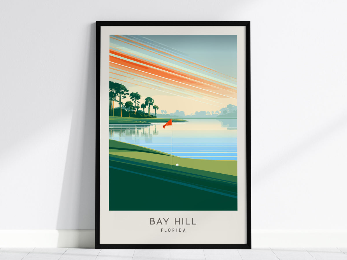 Bay Hill Matte Border Poster | Florida Travel Wall Art — framed wall art, 24x36 in
