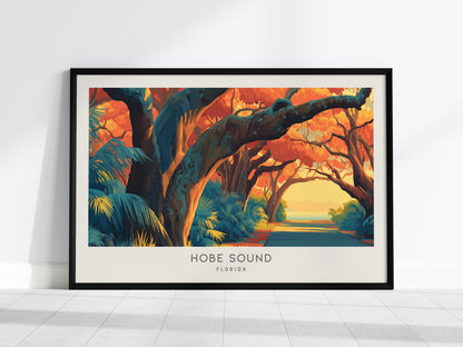 Hobe Sound Landscape Matte Border Poster | Florida Coastal Decor Vacation Home Gift Wall Art — framed wall art, 24x36 in