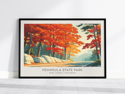 Peninsula State Park Landscape Matte Border Poster | Door County, Wisconsin Vacation Wall Art — framed wall art, 24x36 in