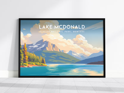 Lake McDonald Landscape Poster | Glacier National Park, Montana Framed or Unframed Wall Art — framed wall art, 24x36 in