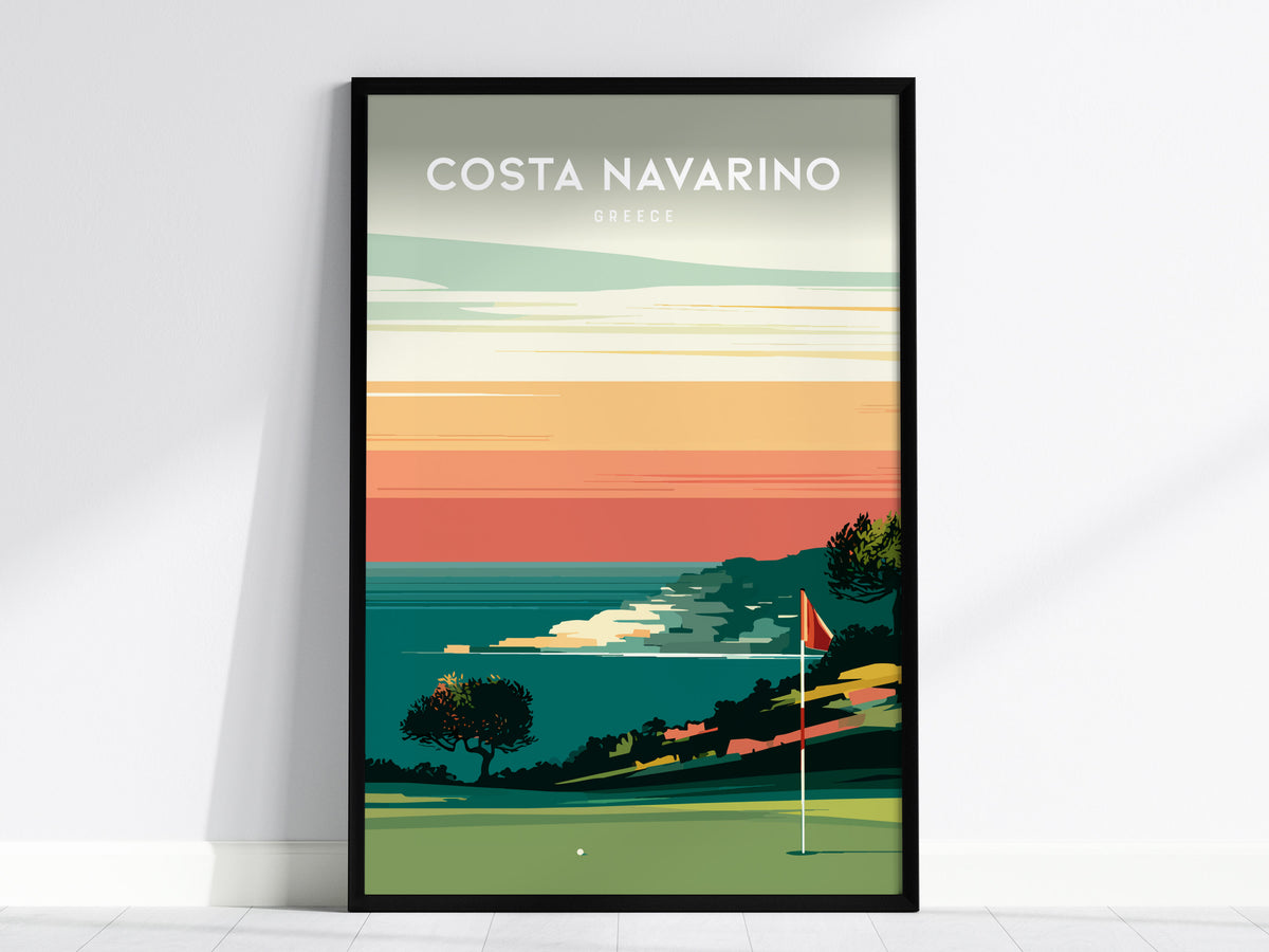 Costa Navarino, Greece Poster | Mediterranean Links Golfer Gift Wall Art — framed wall art, 24x36 in