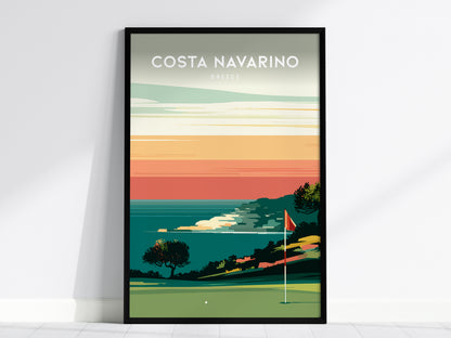Costa Navarino, Greece Poster | Mediterranean Links Golfer Gift Wall Art — framed wall art, 24x36 in