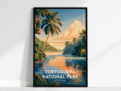 Tortuguero National Park, Costa Rica Poster | Sea Turtle & Rainforest Canal Wall Art — framed wall art, 24x36 in