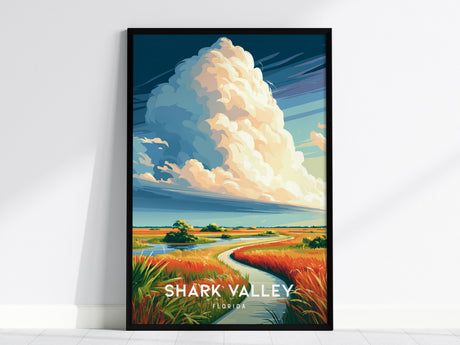 Shark Valley, Florida Poster | Everglades Alligator & Wetlands Wall Art — framed wall art, 24x36 in