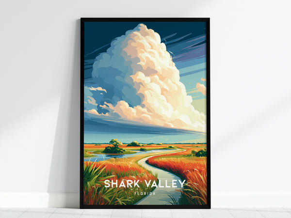 Shark Valley, Florida Poster | Everglades Alligator & Wetlands Wall Art — framed wall art, 24x36 in