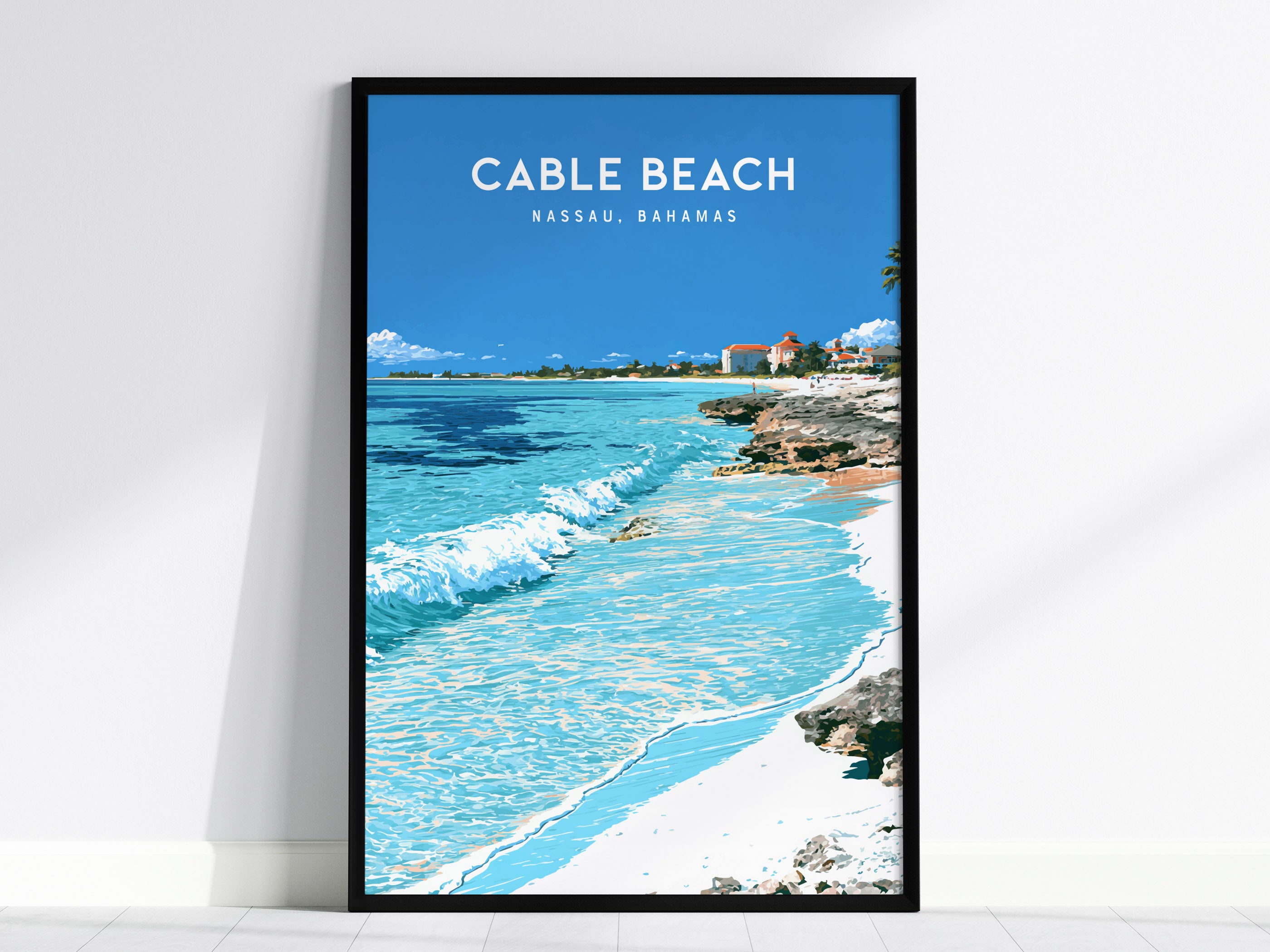 Cable Beach, Nassau Poster | Turquoise Tropics & Palms Island Wall