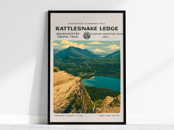 Rattlesnake Ledge, North Bend Poster | Hiker Gift | Bold Summit Views Wall Art — framed wall art, 24x36 in