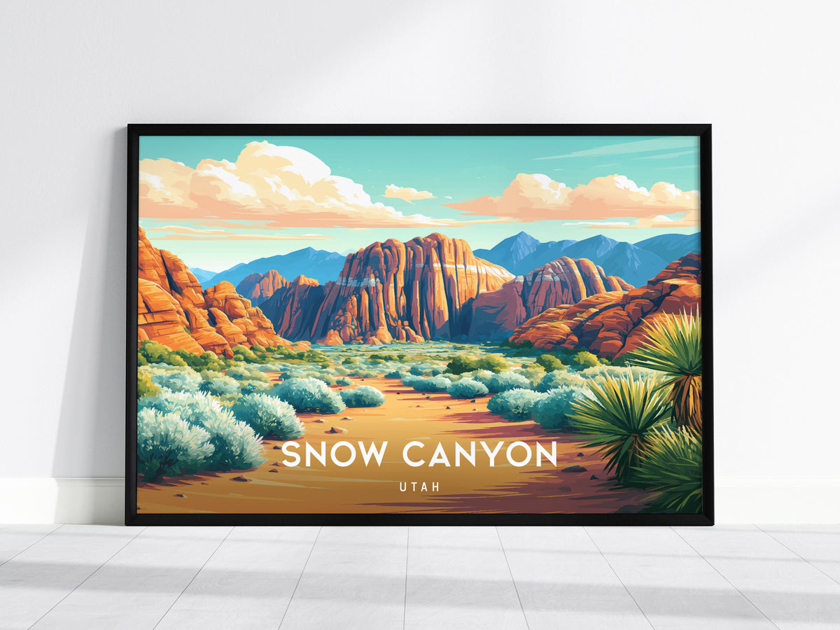 Snow Canyon Landscape Poster | Utah Red Rock Framed or Unframed Wall Art — framed wall art, 24x36 in