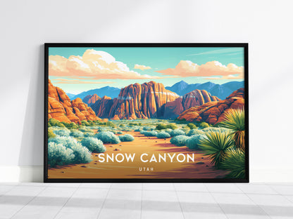 Snow Canyon Landscape Poster | Utah Red Rock Framed or Unframed Wall Art — framed wall art, 24x36 in