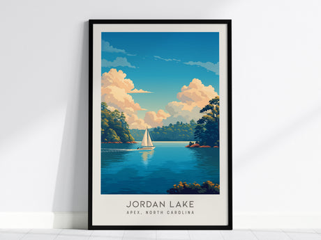 Jordan Lake Matte Border Poster | Apex, North Carolina Destination Print — framed wall art, 24x36 in