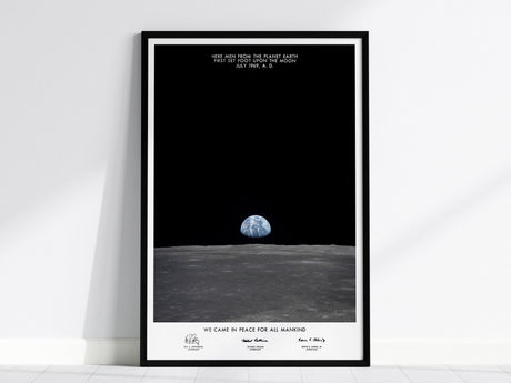 Apollo 11 Earth on the horizon poster showing Earth above the lunar limb