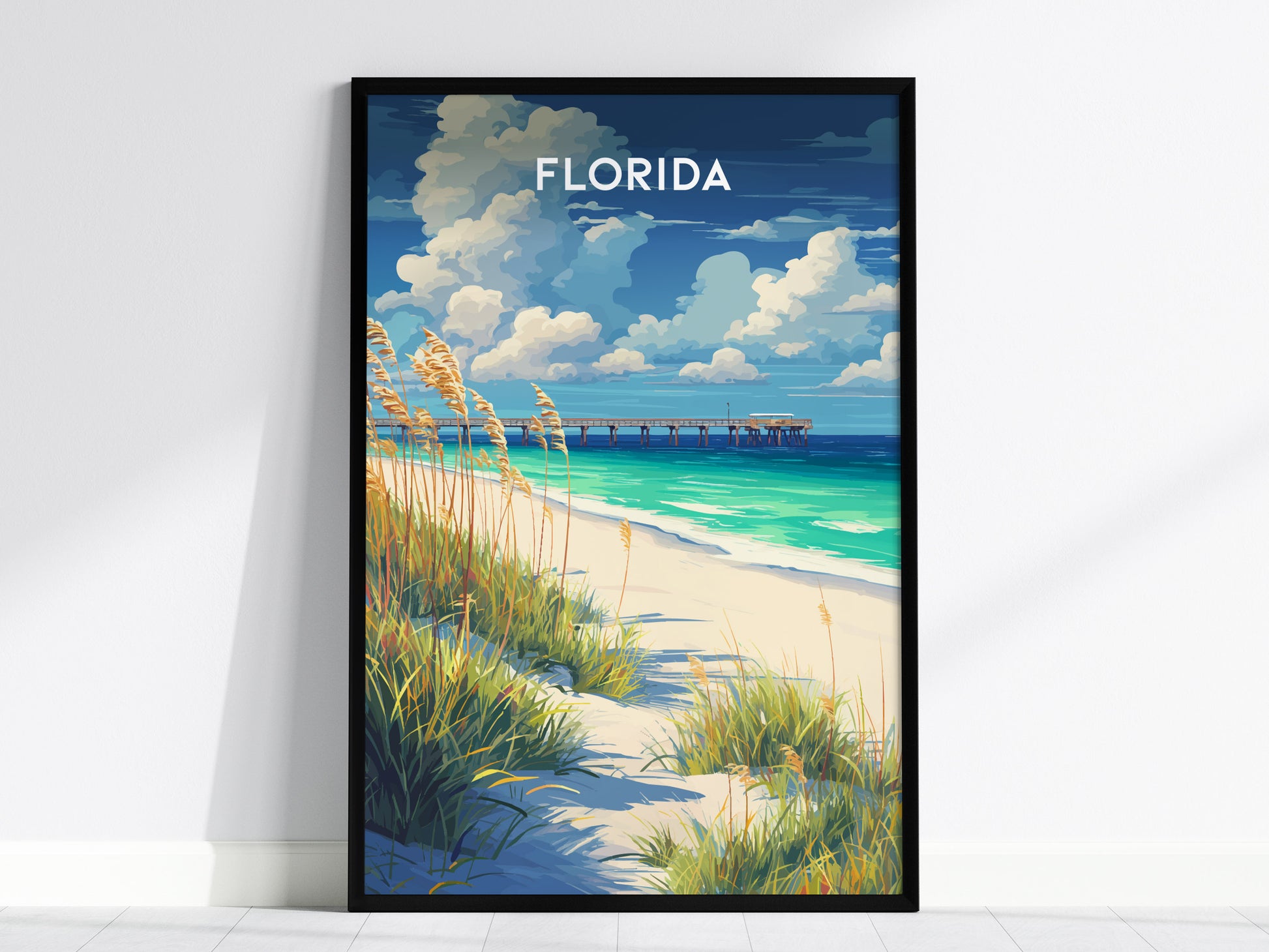 Florida Poster | Sunshine State Coastal Paradise Wall Art — framed wall art, 24x36 in