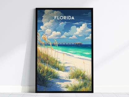 Florida Poster | Sunshine State Coastal Paradise Wall Art — framed wall art, 24x36 in