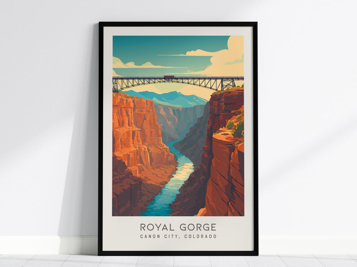 Royal Gorge Matte Border Poster | Canon City, Colorado Travel Wall Art — framed wall art, 24x36 in