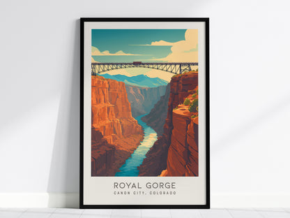 Royal Gorge Matte Border Poster | Canon City, Colorado Travel Wall Art — framed wall art, 24x36 in