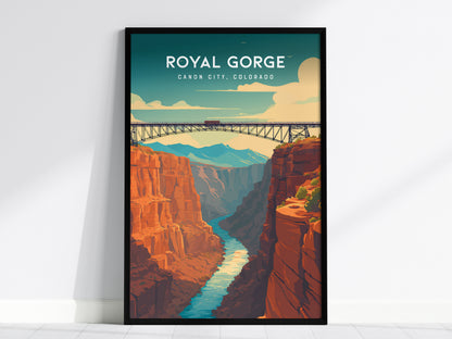Royal Gorge, Canon City, Colorado Poster | Dramatic Canyon Bridge Destination Print Wall Art — framed wall art, 24x36 in