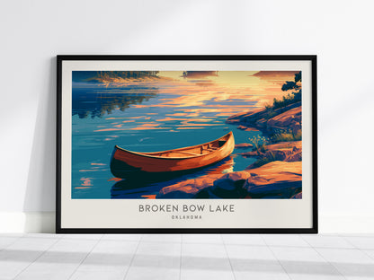 Broken Bow Lake Landscape Matte Border Poster | Oklahoma Travel Wall Art — framed wall art, 24x36 in